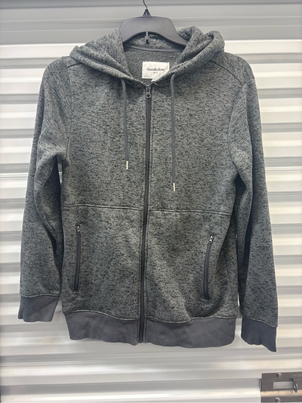 Goodfellow & Co Men's Gray Heather Full Zip Hooded Hoodie Pockets Size M